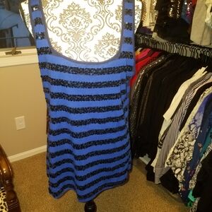 Old Navy Navy and Black Striped Top